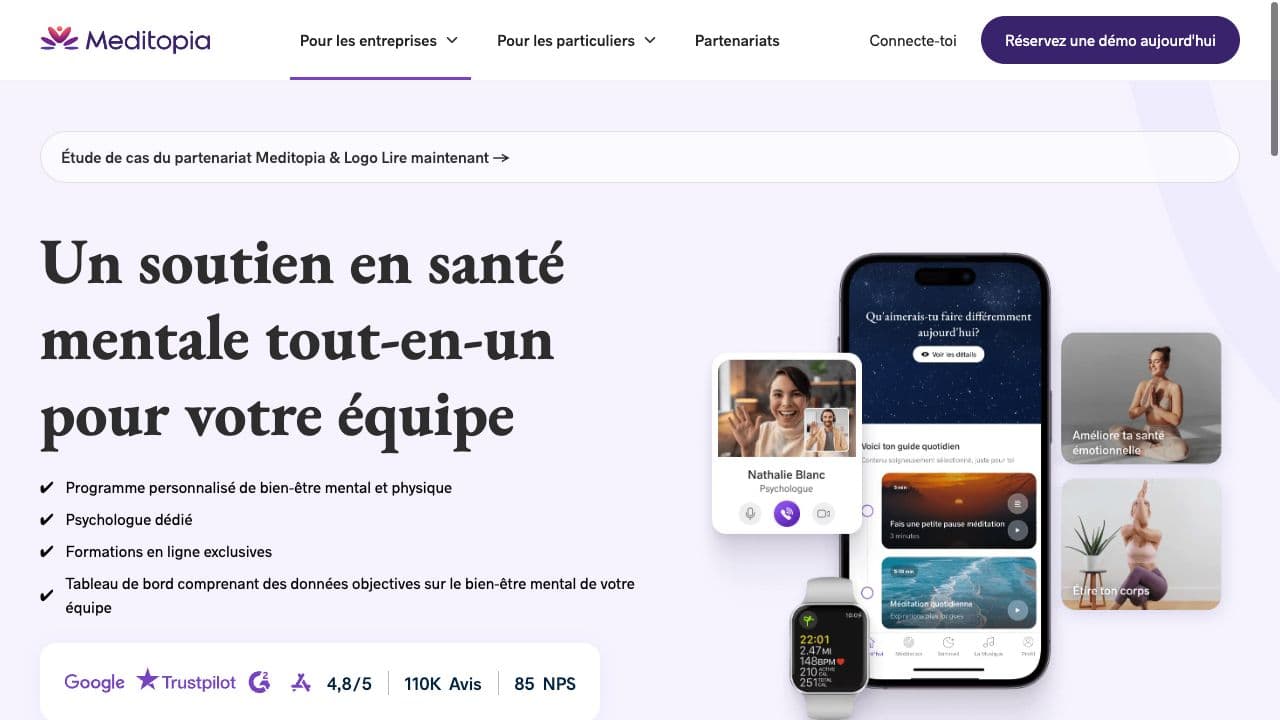 Meditopia for Work website preview