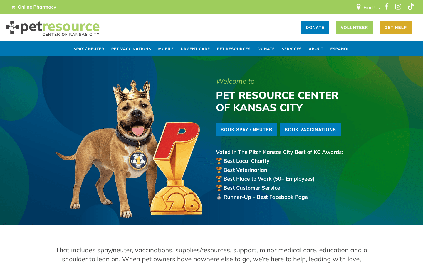 Pet Resource Center KC website preview